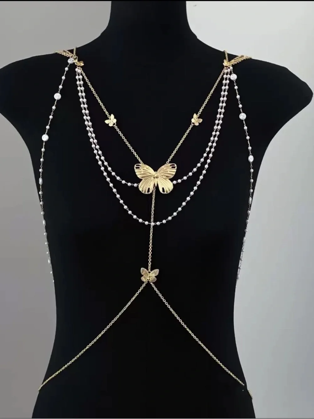 Anthropology Gold & Silver Butterfly Body Chain
